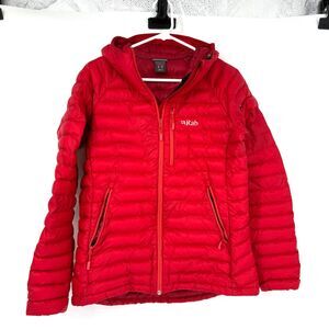 Rab Microlight Alpine NIKWAX Jacket Womens Red Down Quilted Puffer Hooded Sz M